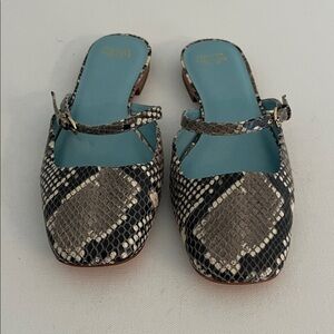 Frances Valentine Lynda Snakeskin Mules with Strap